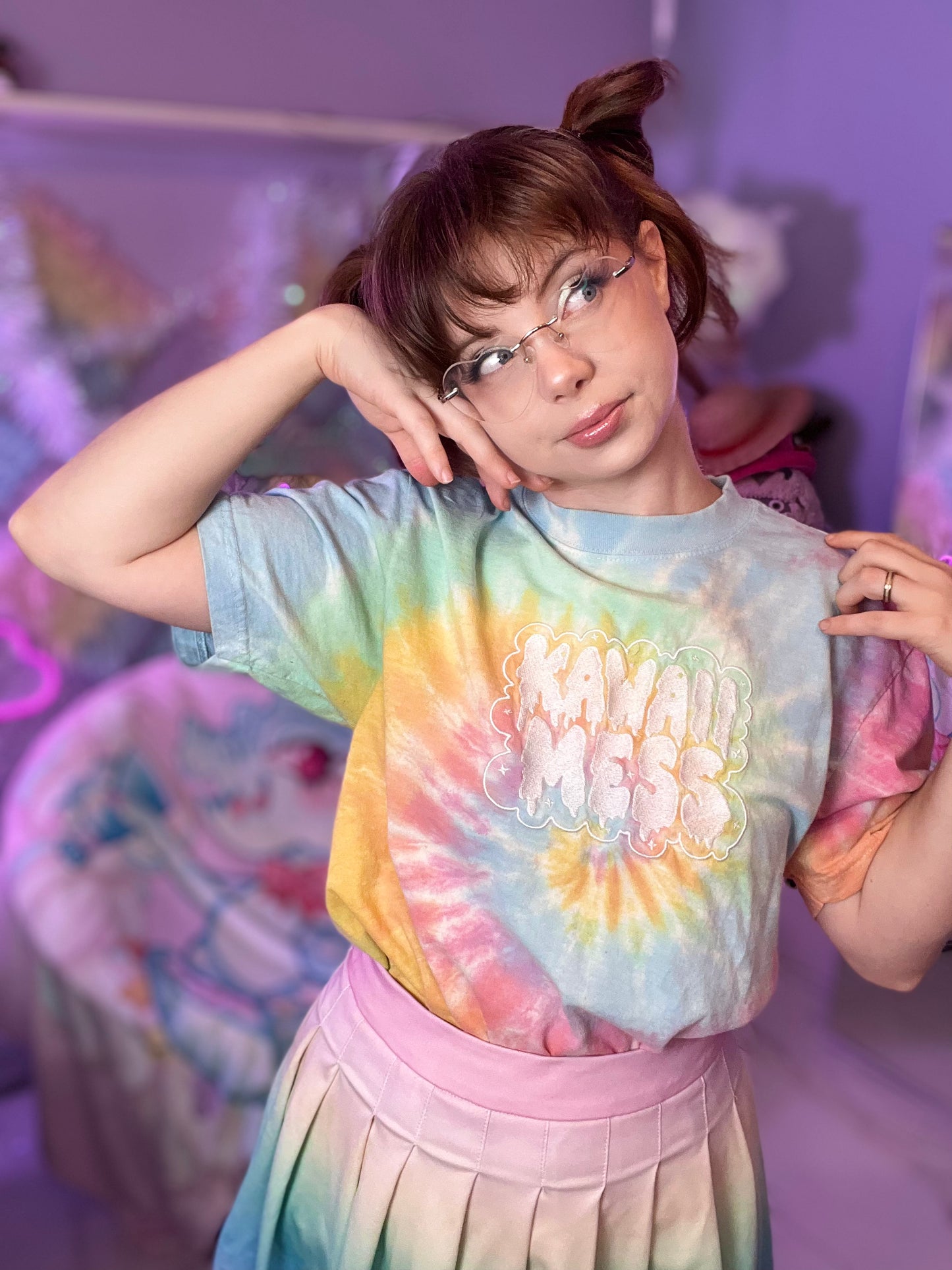 Kawaii Mess Oversized tie-dye t-shirt